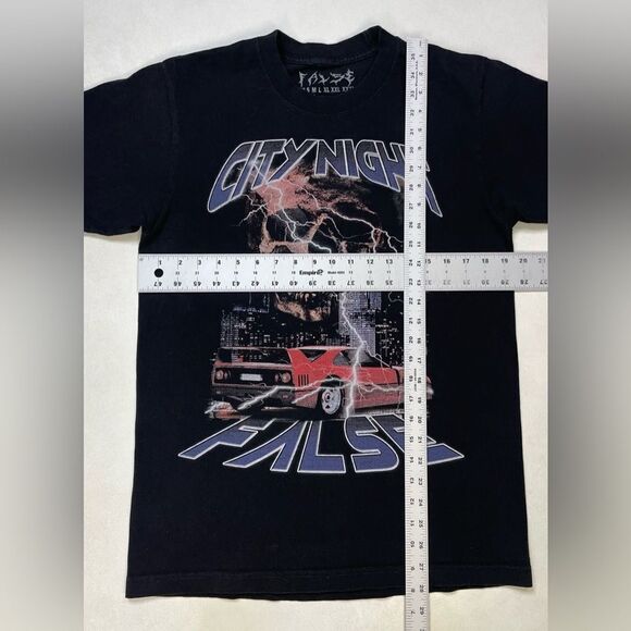 Falsebranding City Night Graphic T-shirt Men Medium Black Short Sleeve - Picture 5 of 5